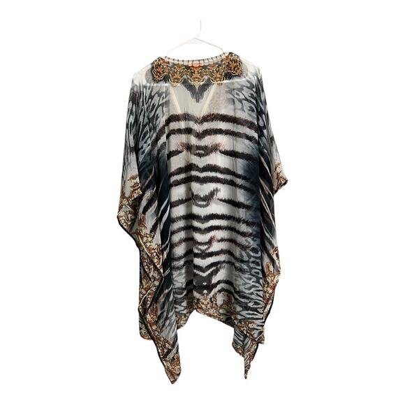 Akaru XL Caftan Cover Up Sheer Swim Beach Cruise Summer Dress Beaded - Picture 4 of 12